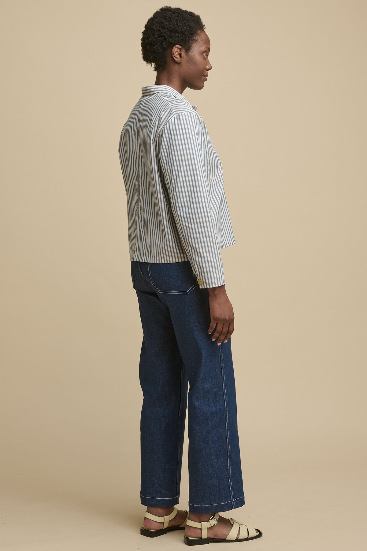 The Quarry Bank Women's Elena Stripe Overshirt - Navy/White