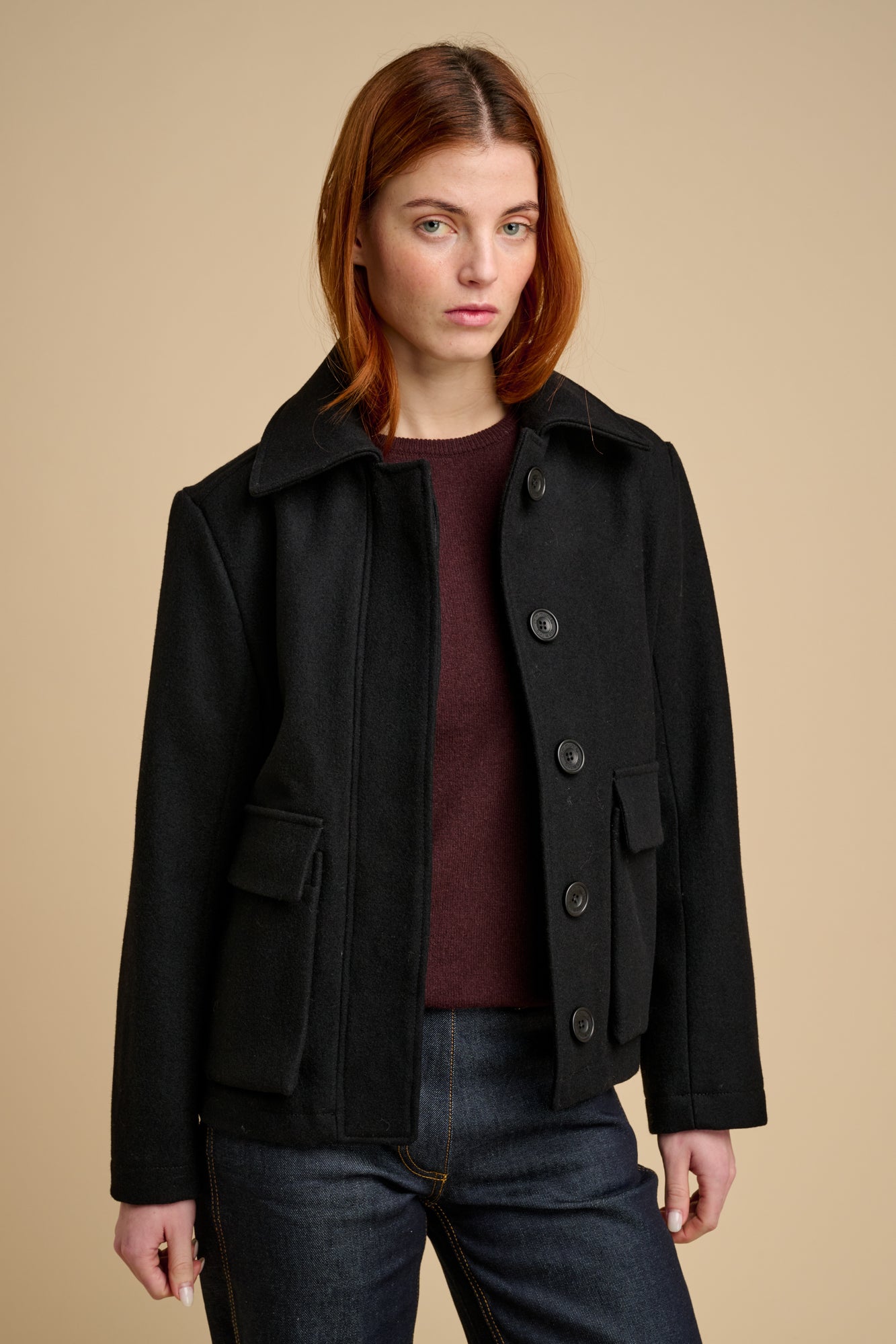 Nancy Short Wool Coat - Black - Community Clothing
