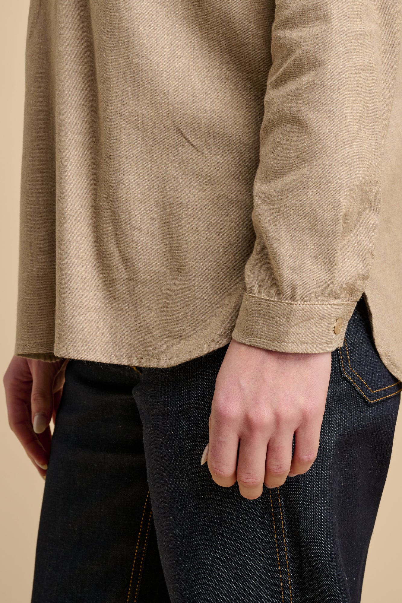 Womens Olivia Half Placket Ltweight Shirt - LT Tan