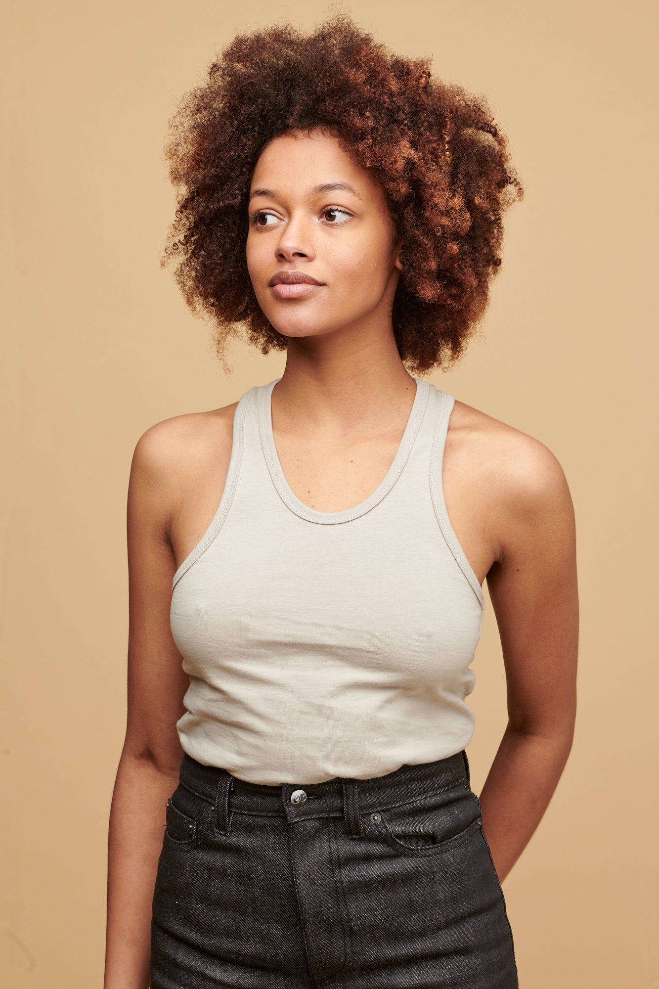 Women's Racer Back Vest Plastic Free - Stone - Community Clothing