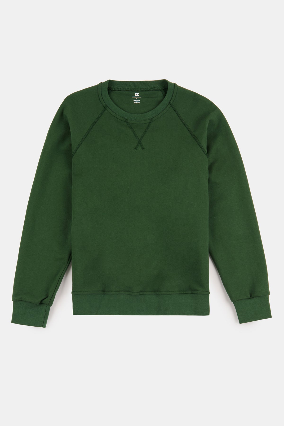
            Flatlay product shot of women&#39;s raglan sweatshirt in bottle green
