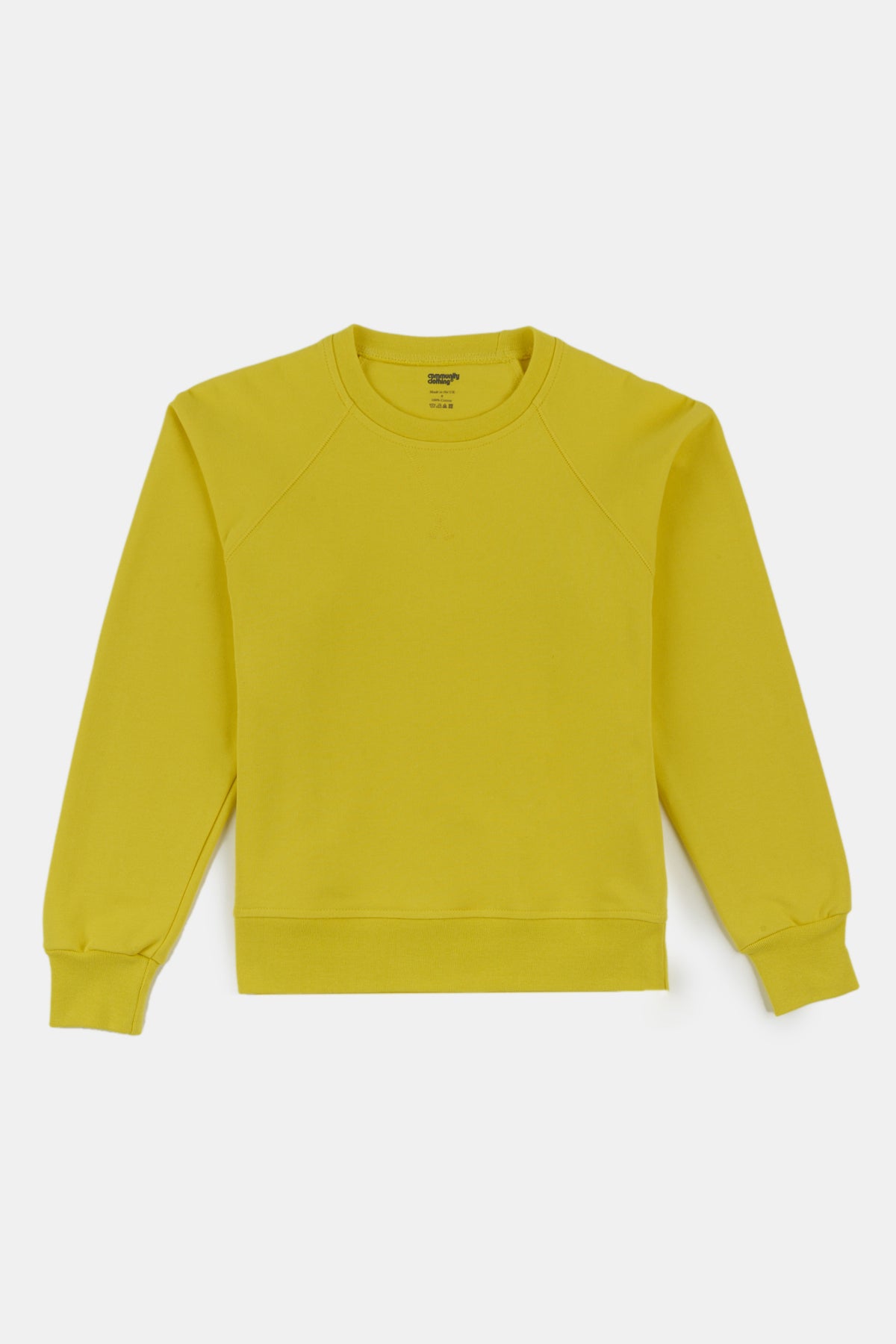 
            Image of flatlay women&#39;s raglan sweatshirt in canary yellow