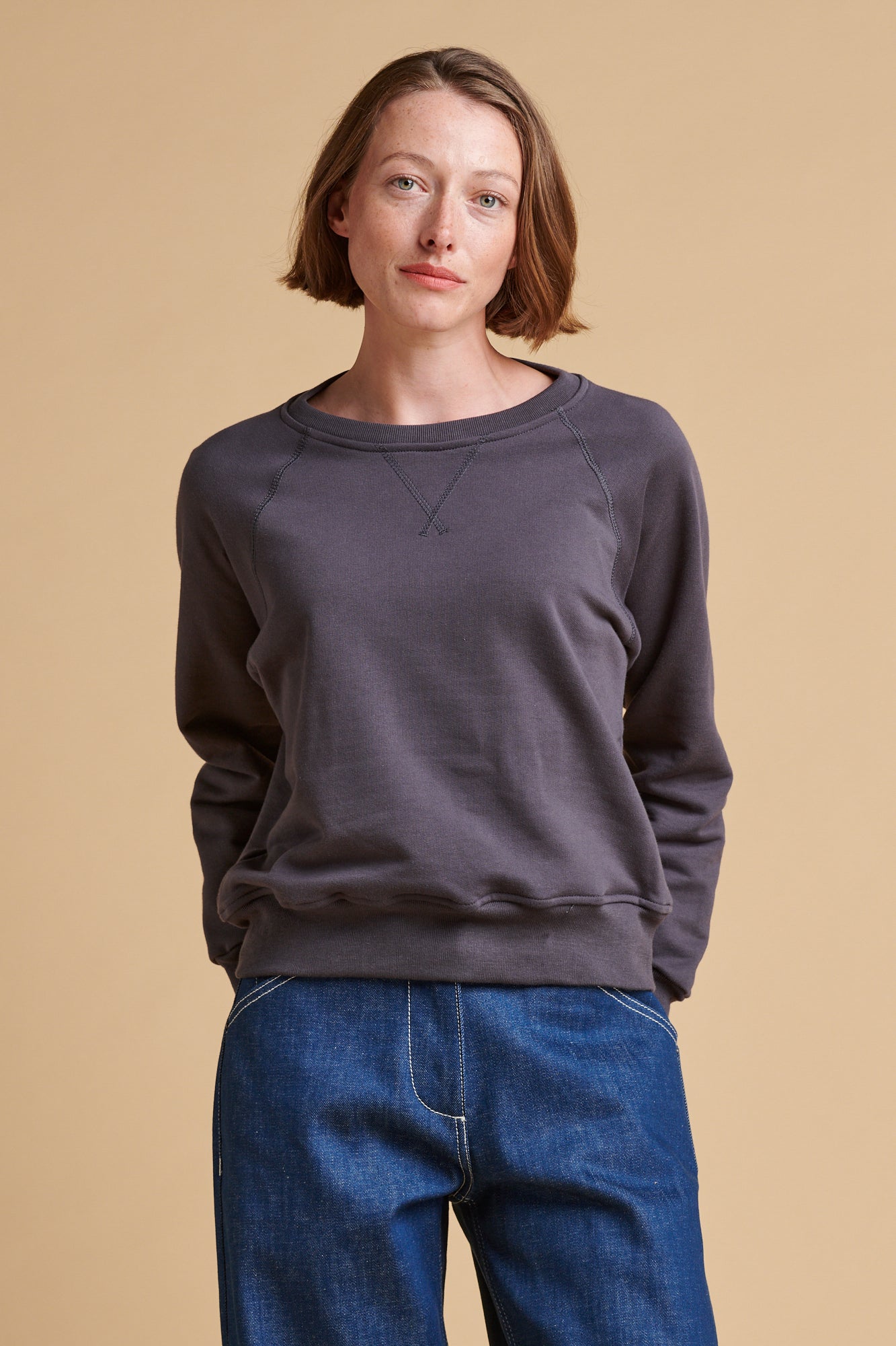 Women's Raglan Sweatshirt Plastic Free- Slate