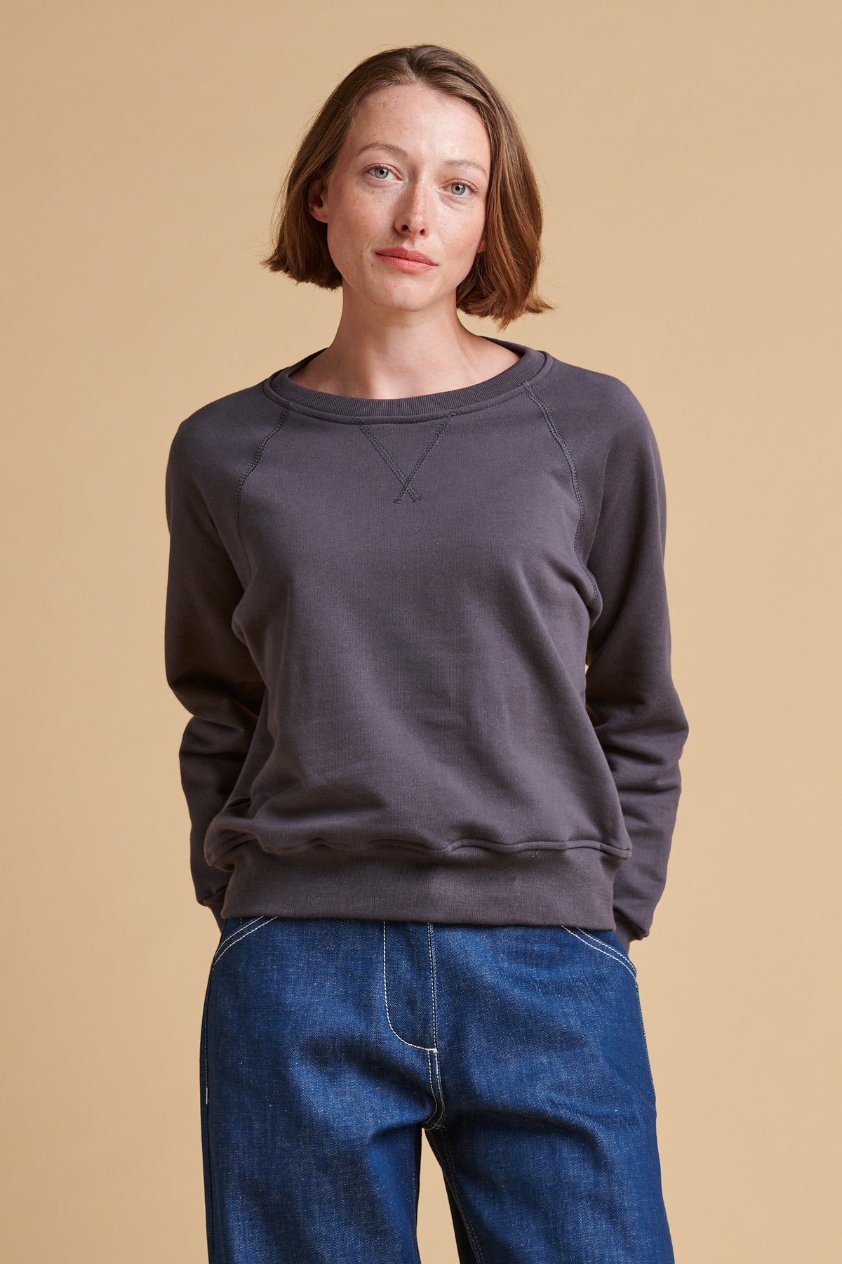 Women's Raglan Sweatshirt Plastic Free- Slate