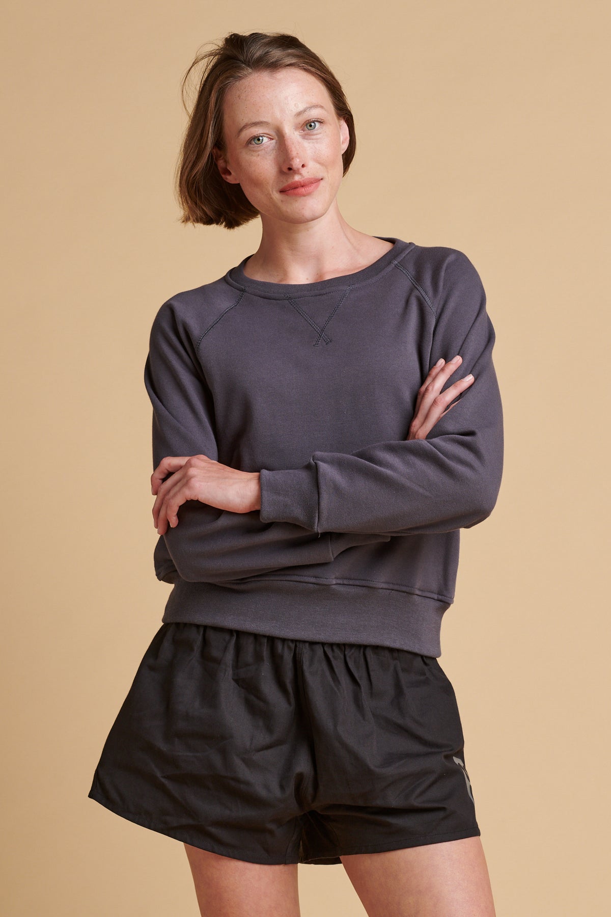 Women's Raglan Sweatshirt Plastic Free- Slate