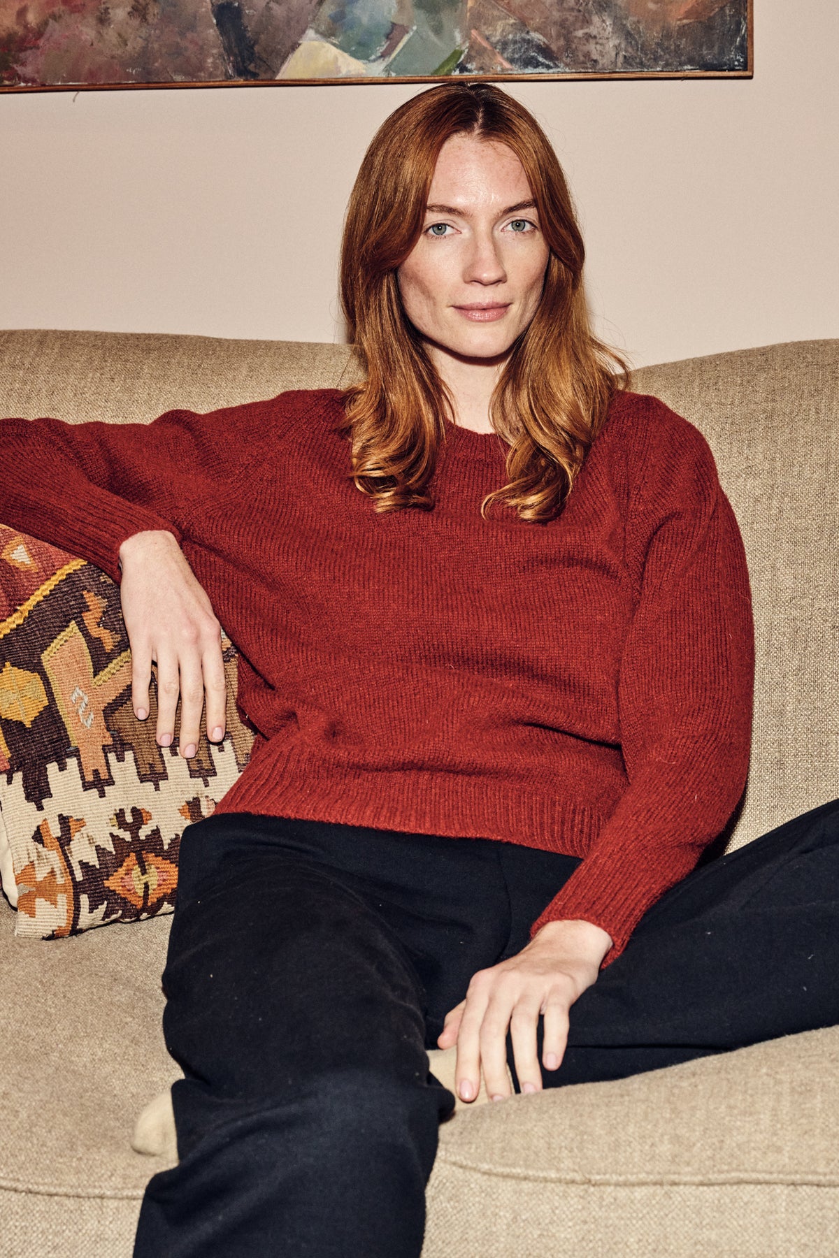 Women's Shetland Jumper - Dark red