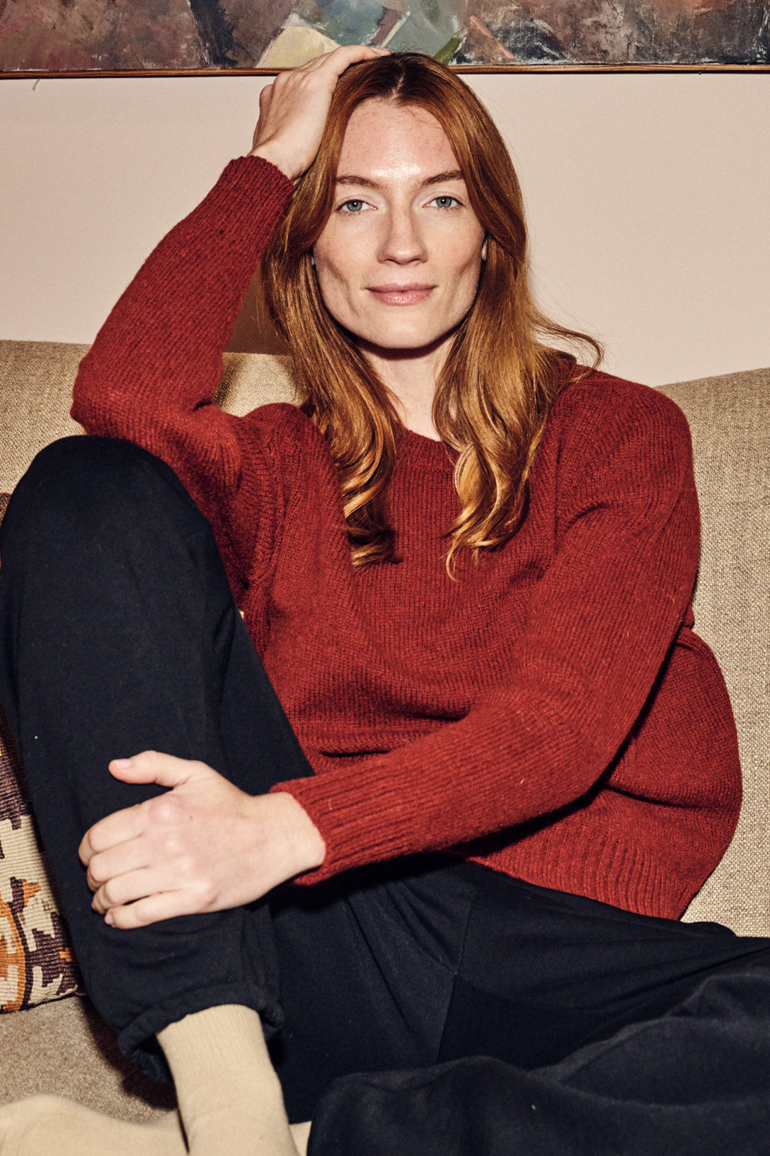 Women's Shetland Jumper - Dark red