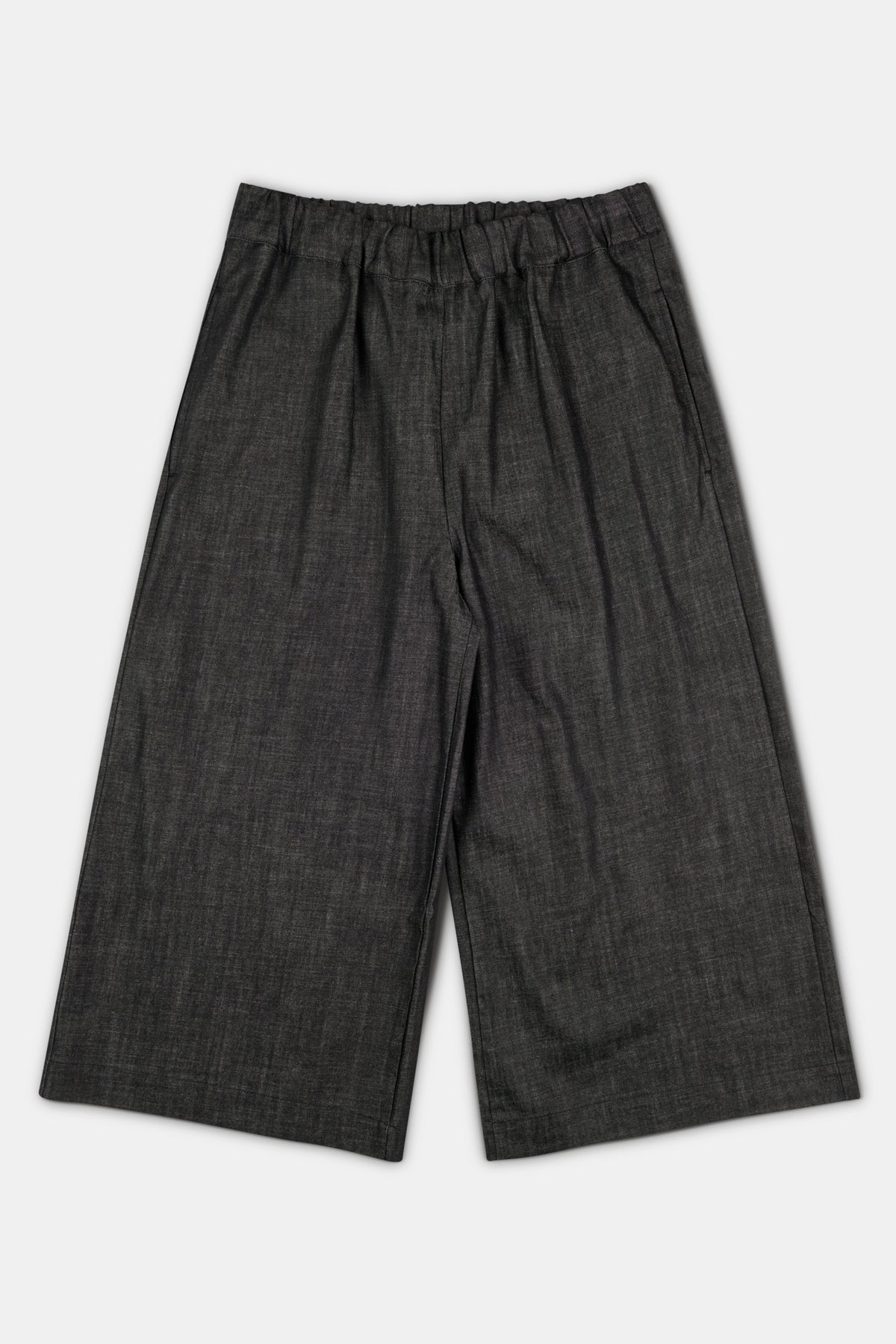 Women's PJ trousers in lightweight black denim with elasticated waistband