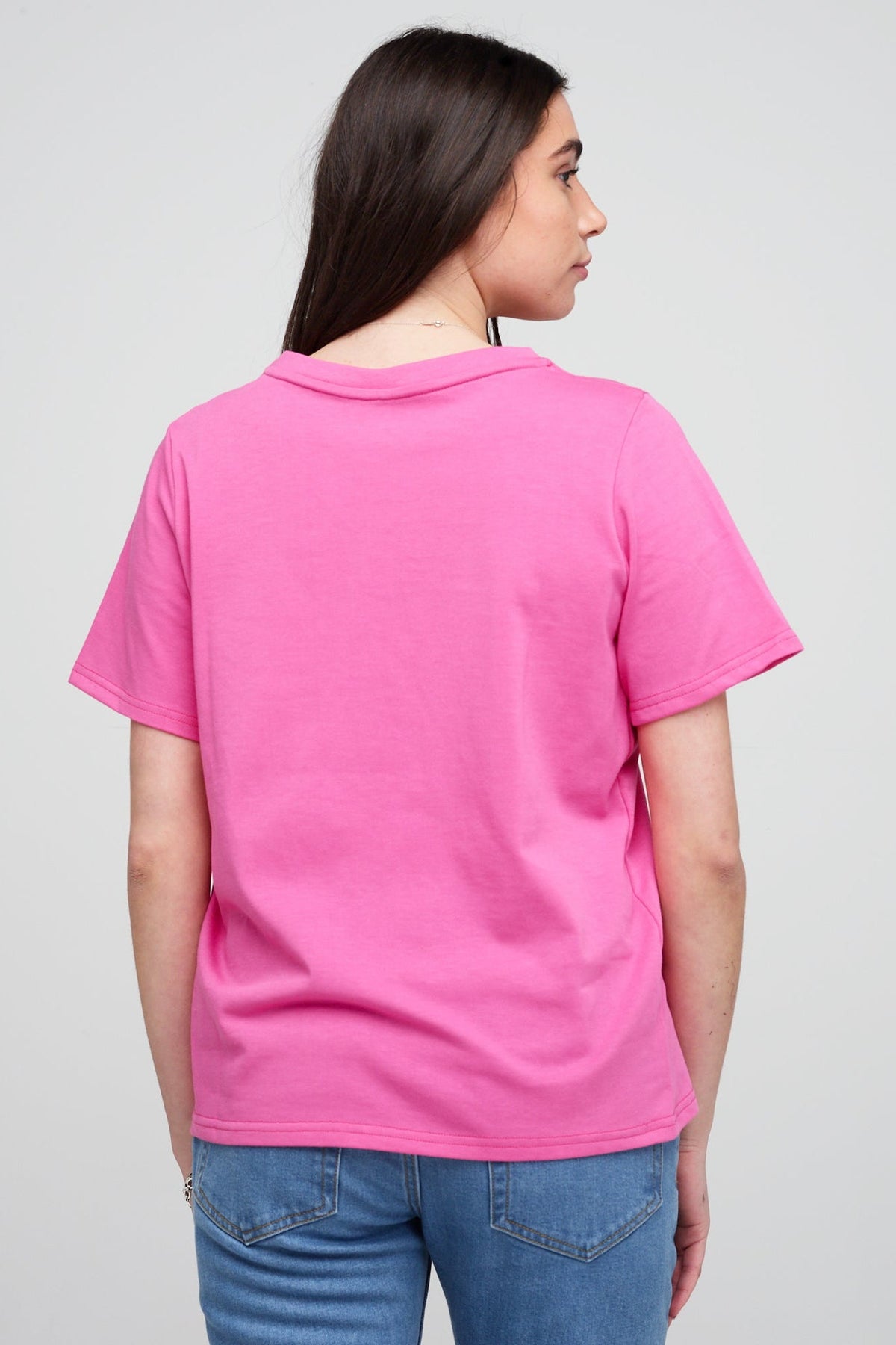 
            Women&#39;s V-Neck T Shirt - Fuchsia Pink