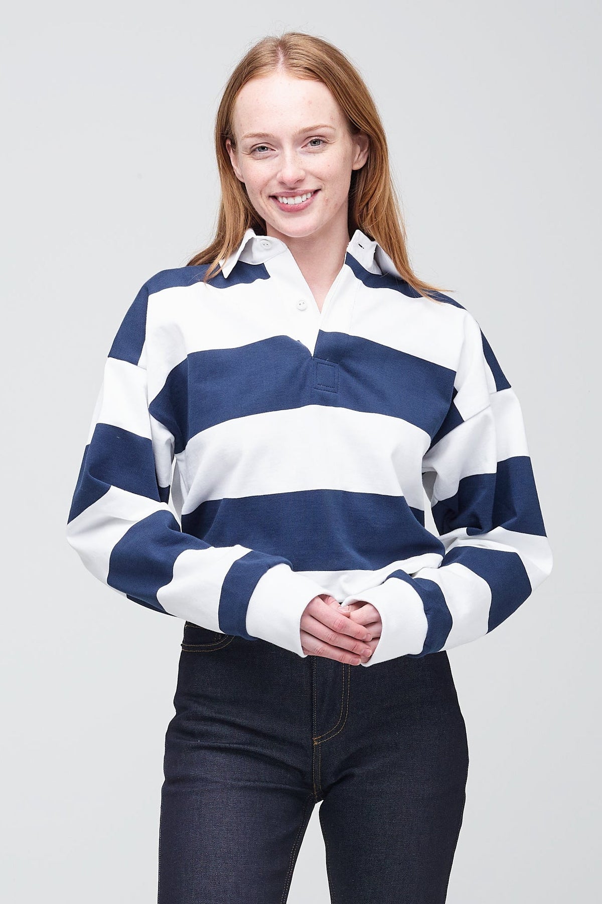 
                 Female_Wide-Striped-Rugby-Shirt_Navey-White_Front_Tucked2