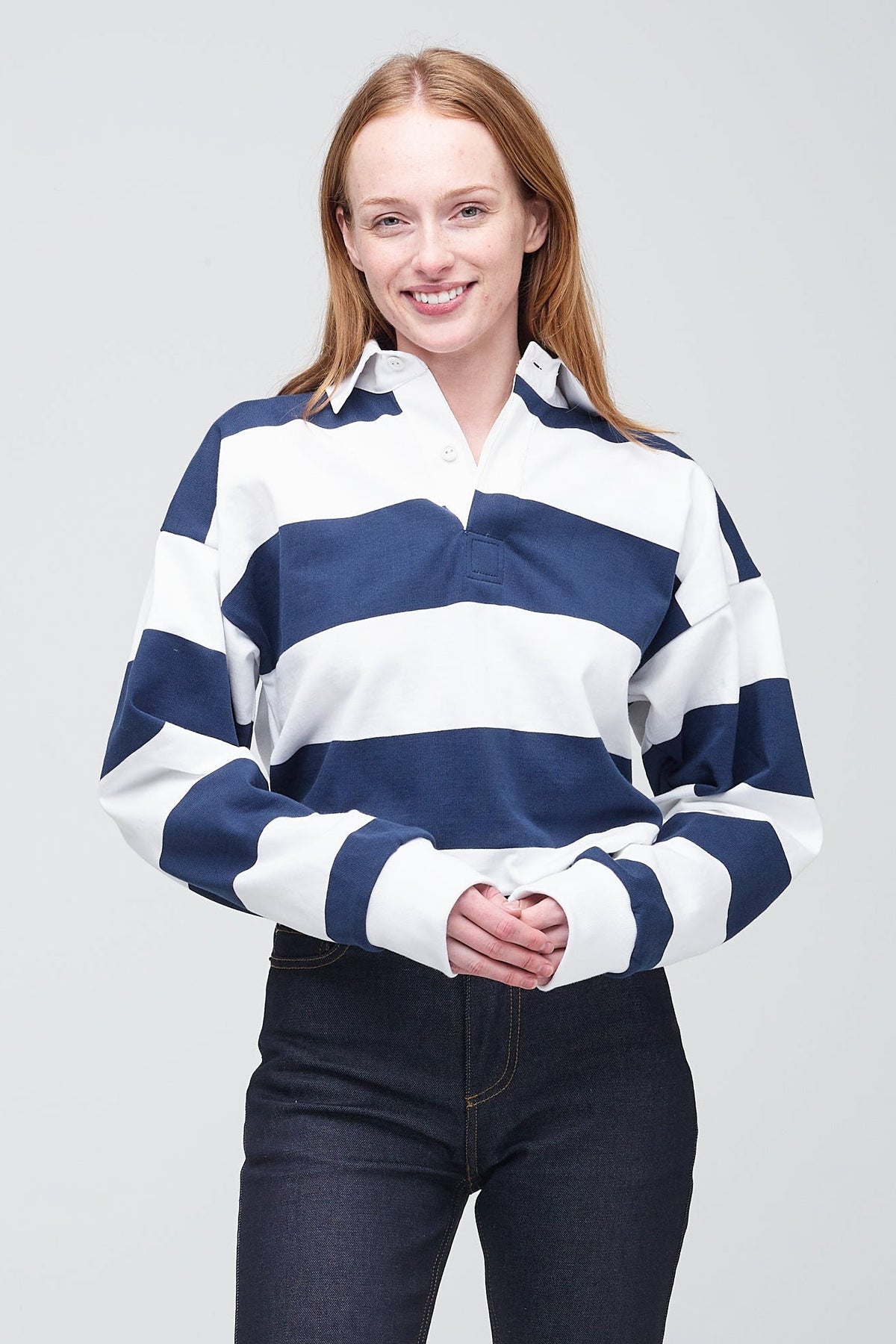 Female_Wide-Striped-Rugby-Shirt_Navey-White_Front_Tucked2