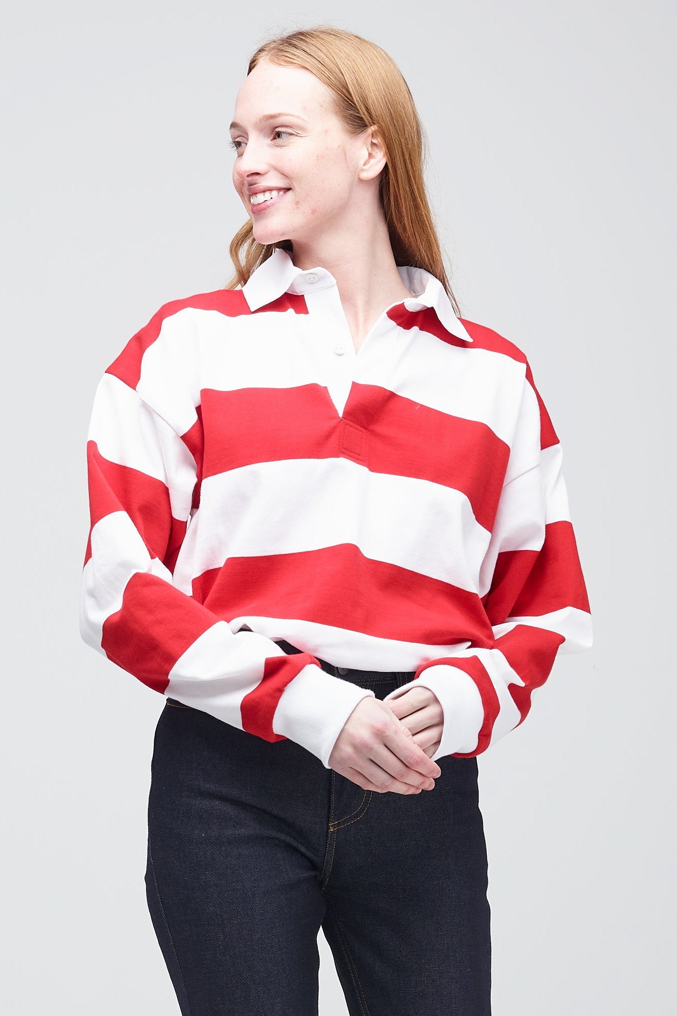 Wide Striped Rugby Shirt Red White Community Clothing wide-striped-rugby-shirt-red-white-community-clothing