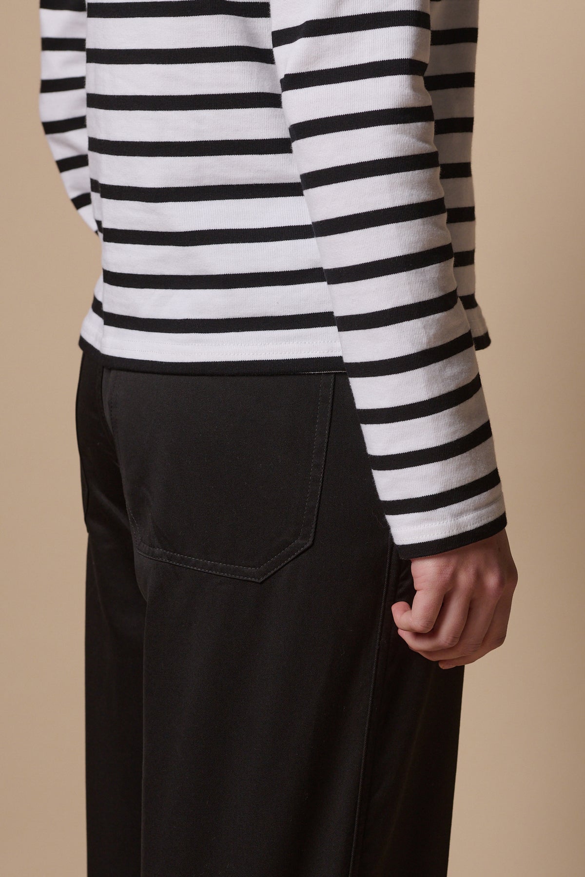 Back pocket of work trousers in black