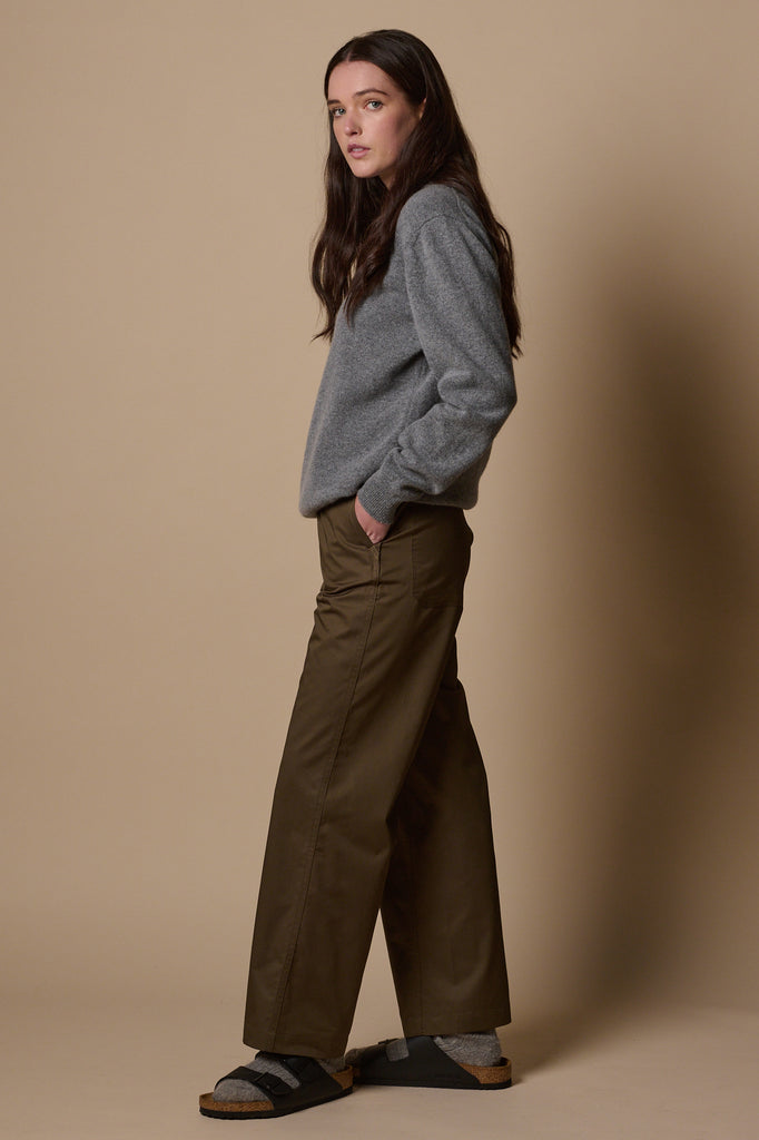 Women's Cropped Work Trousers - Beige - Community Clothing