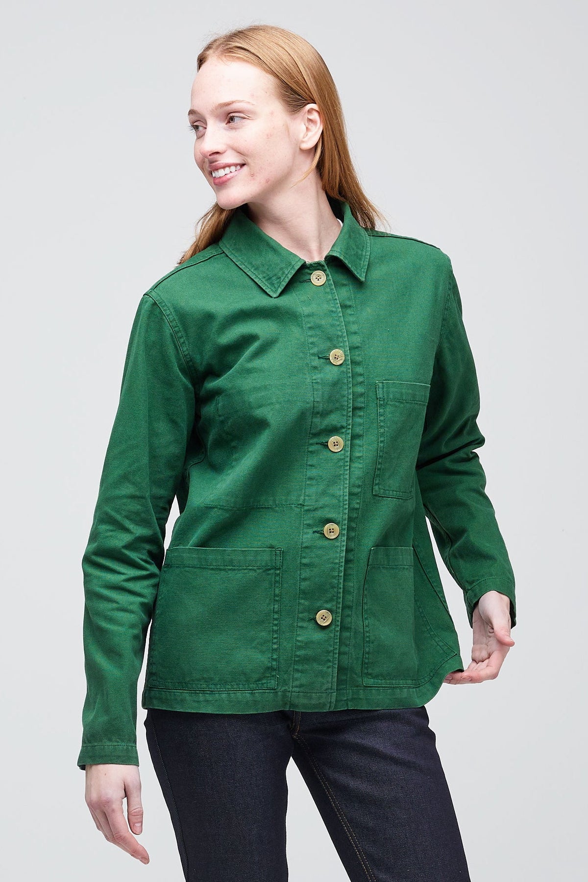Female_chore-Jacket_Bottle-Green_Front4