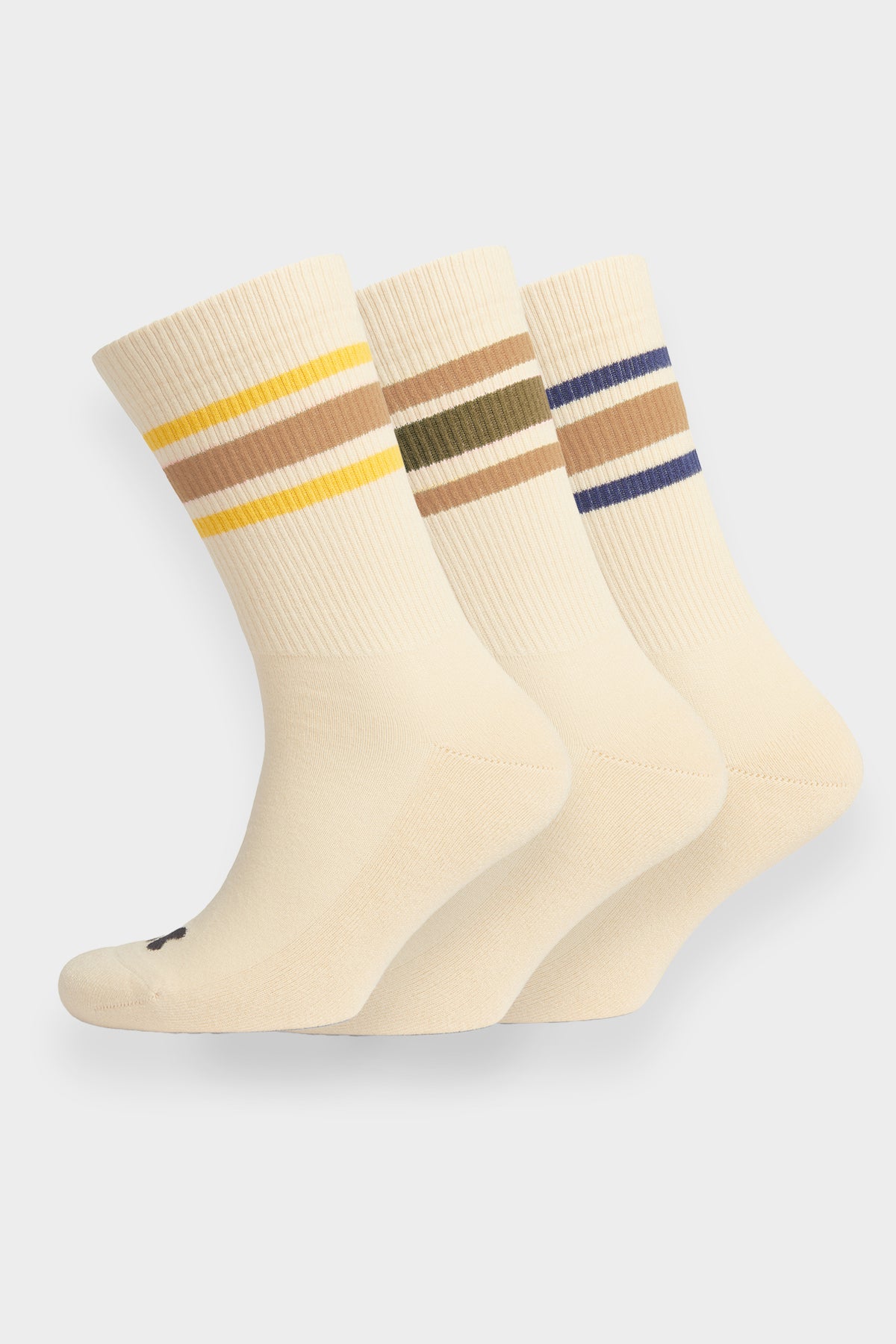 Sports Cotton Sock Calf 3 Pack - Ecru Multi Beige