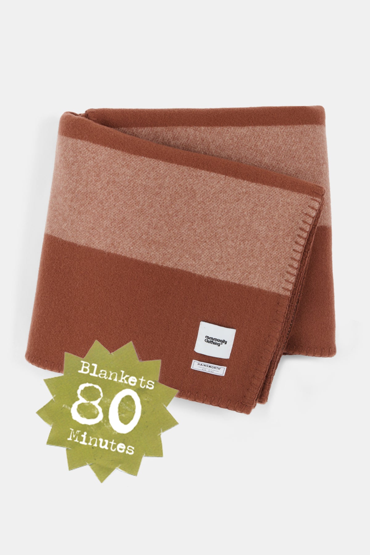 Pure Wool Striped Blanket - Tan/Dark Brown/Ecru