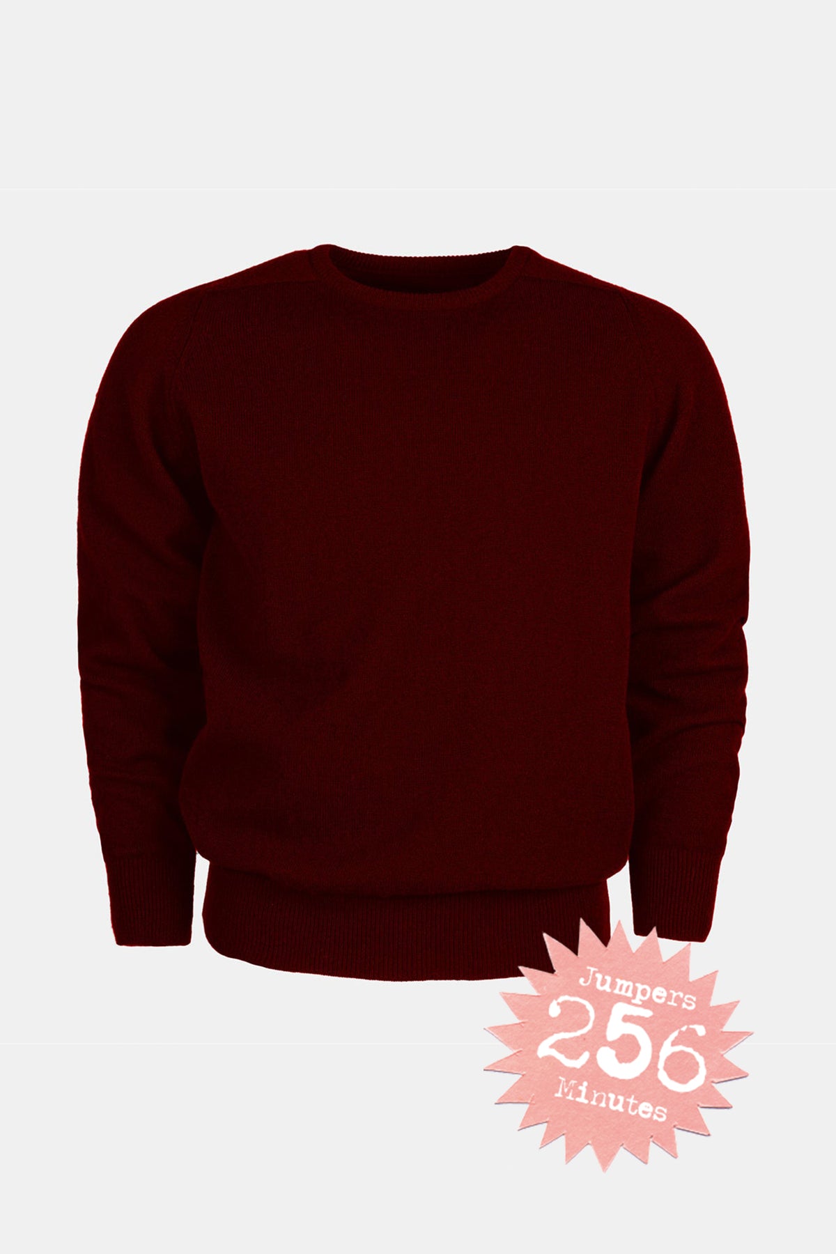 Men's Lambswool Saddle Shoulder Crew Neck - Burgundy