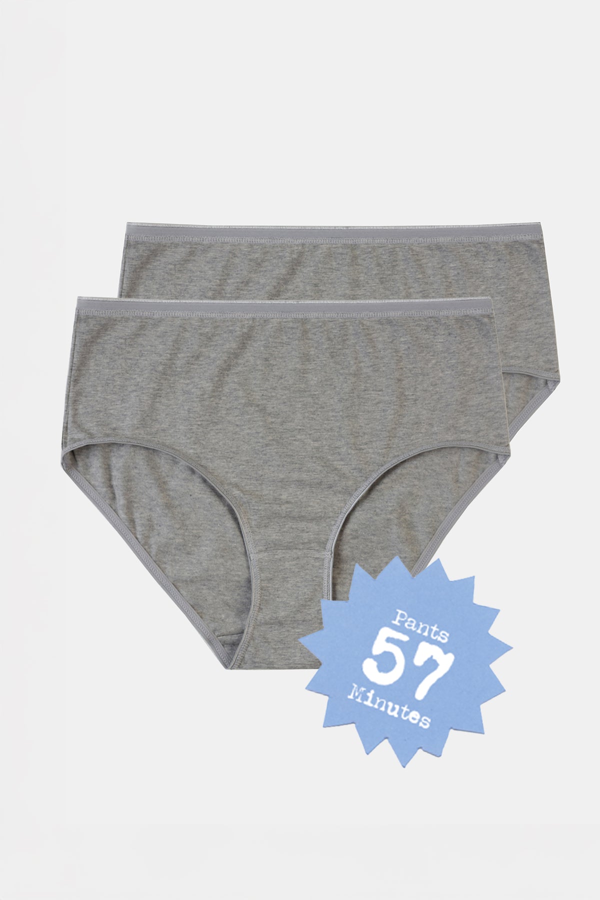 Women's High Rise Brief 2 Pack - Grey Marl