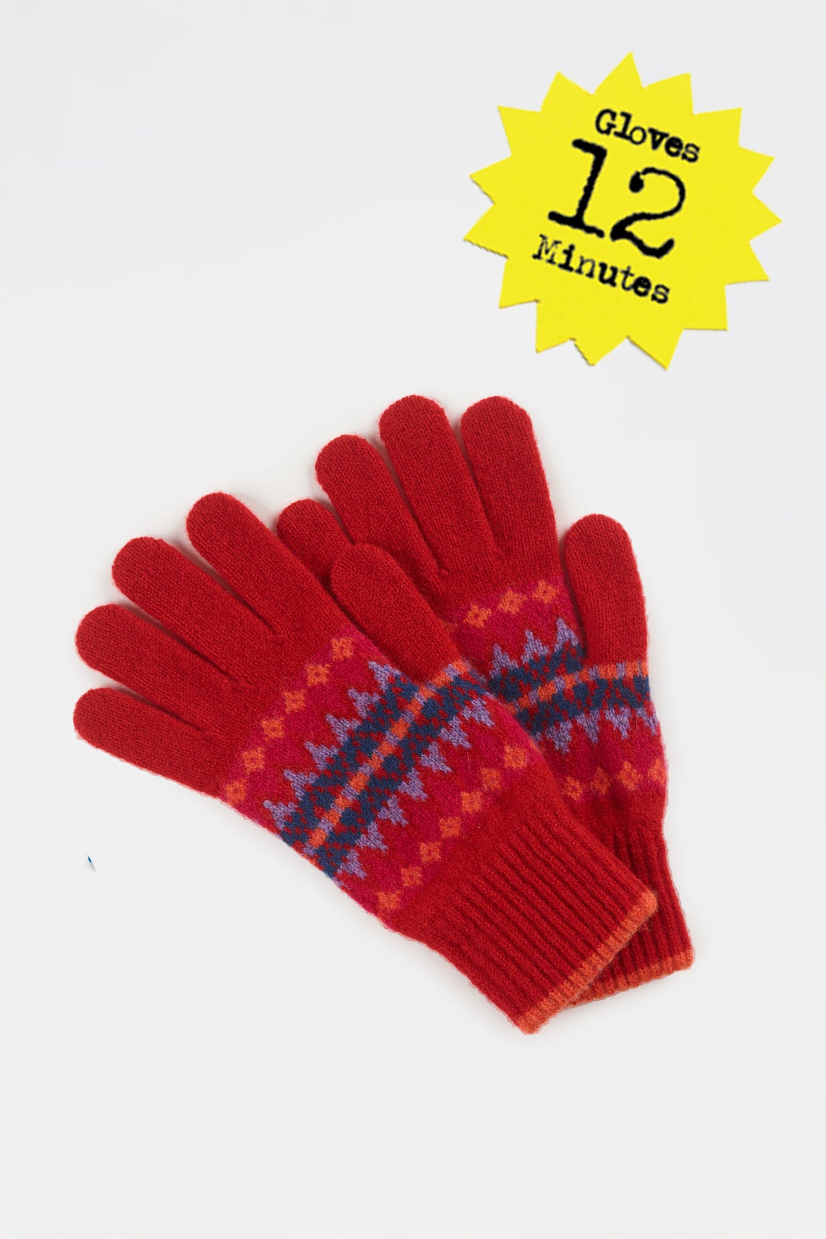 Lambswool Fair Isle Gloves - Red