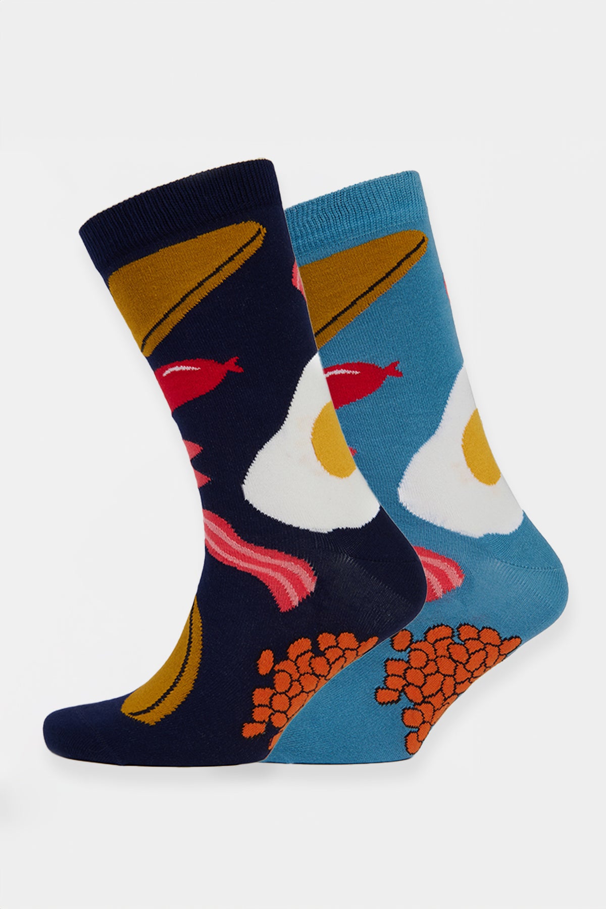 
            Pack of two socks with full english design, one navy sock and one blue sock