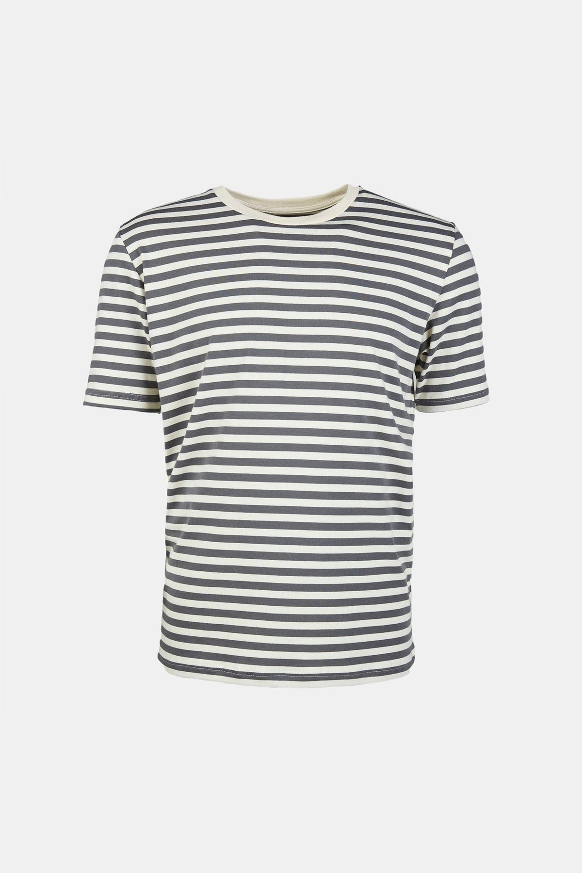 
            Men&#39;s Grey/Ecru Stripe T-Shirt - Community Clothing