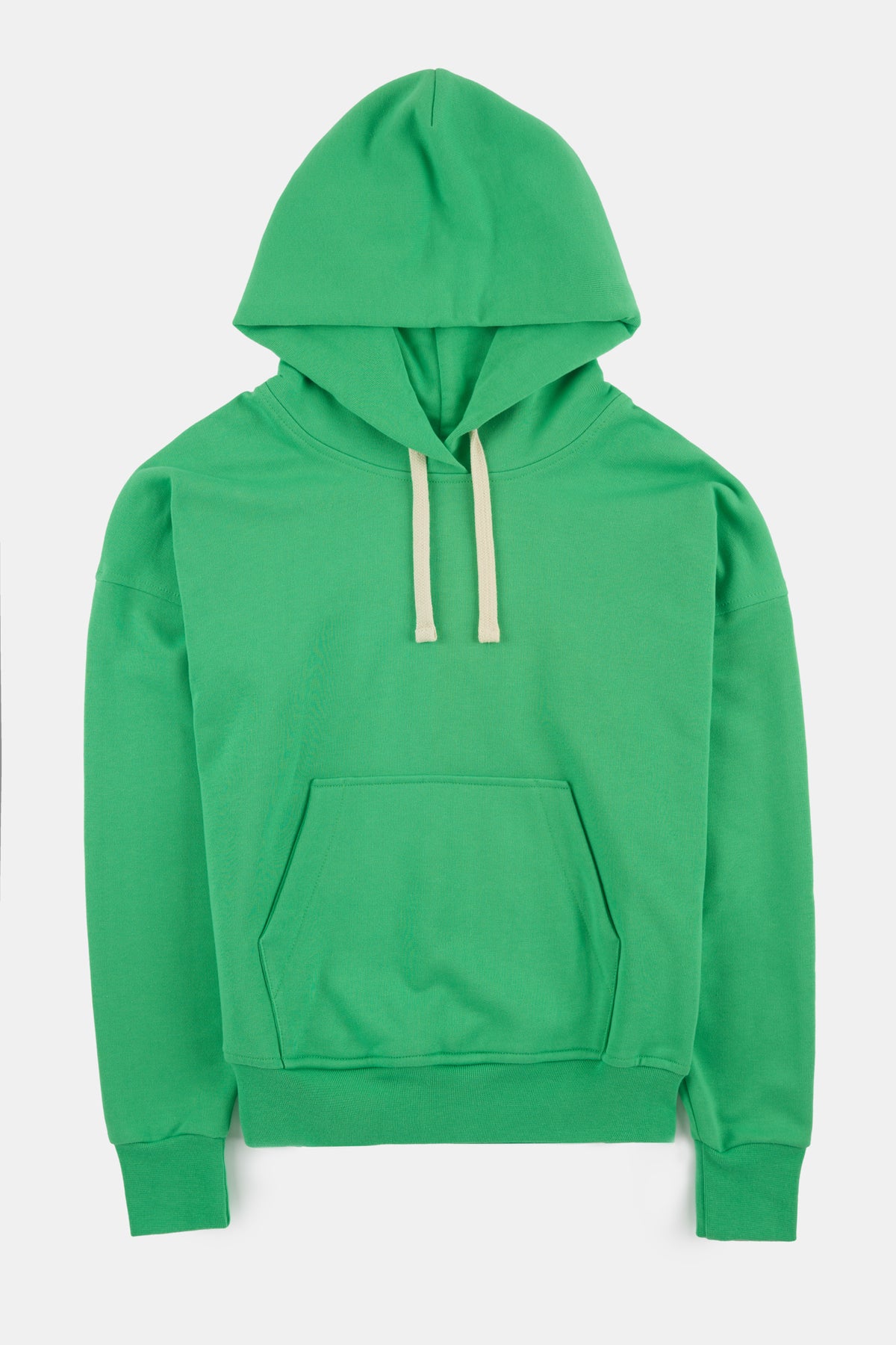 
            Flatlay product shot of women&#39;s hooded sweatshirt in apple green