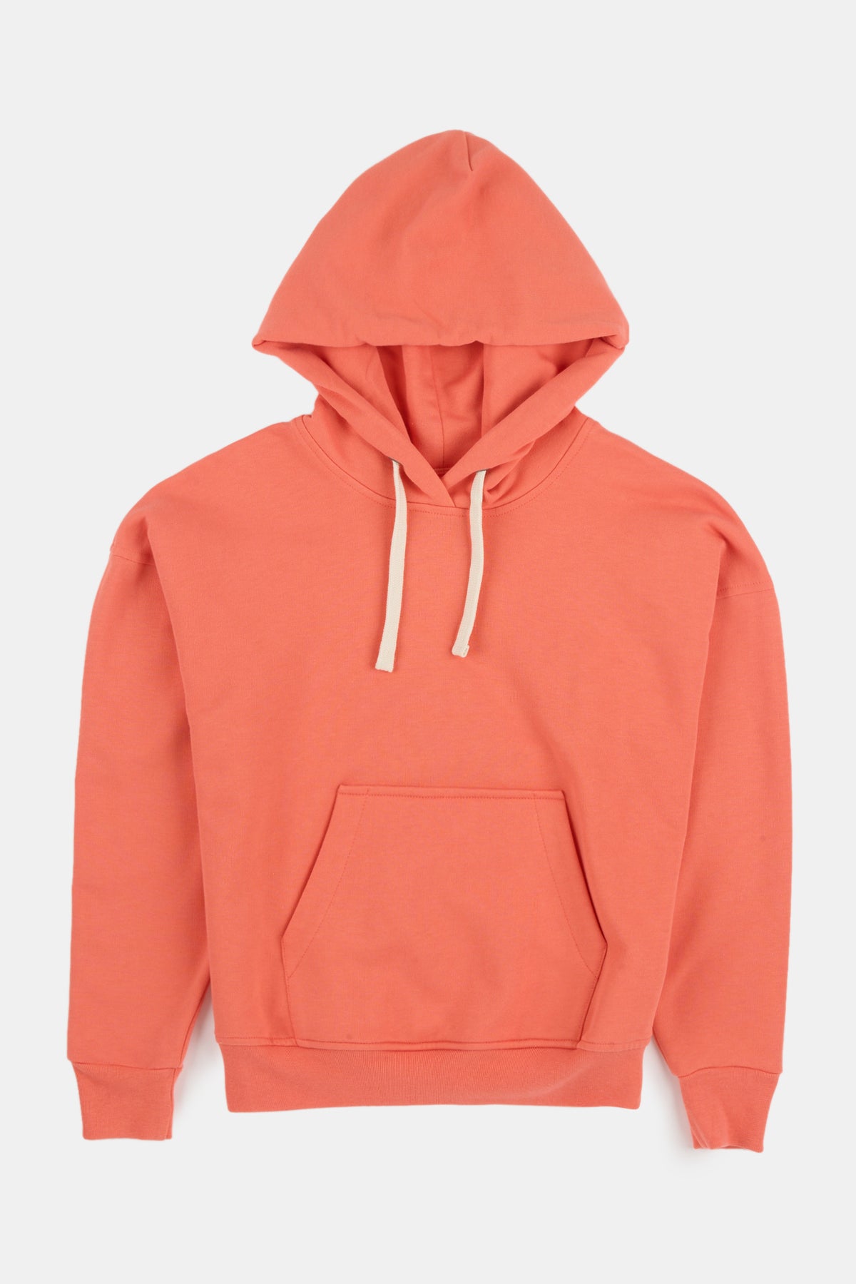 
            Flatlay image of hooded sweatshirt in peach