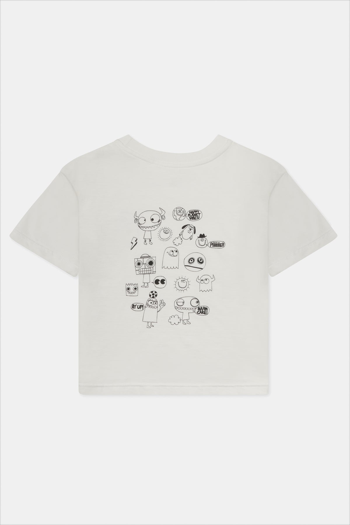 Kids short sleeve t shirt bone with Ghost print back