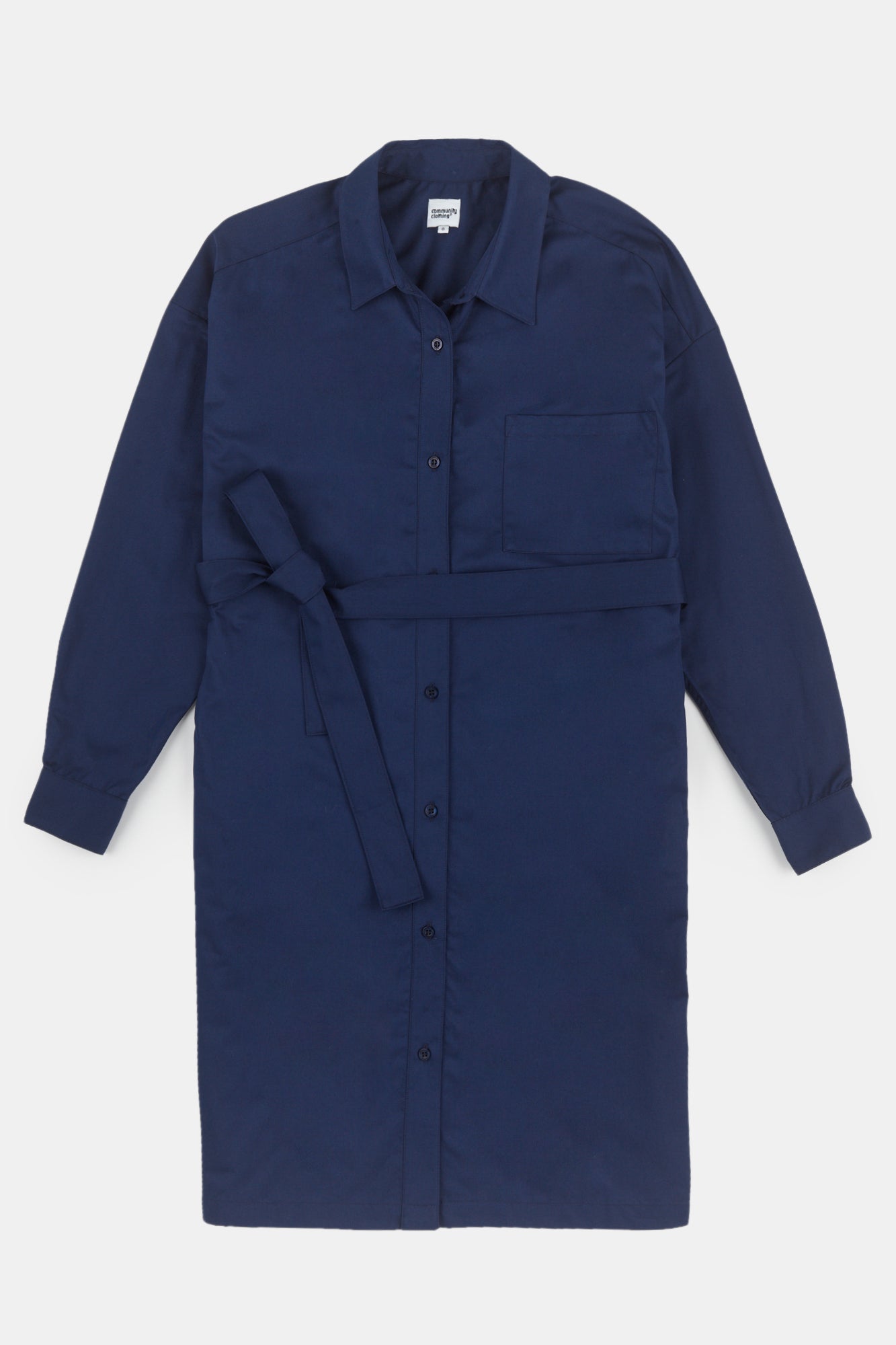 Women's Lorelle Belted Midi Cotton Shirt Dress - Navy - Community Clothing Women's Lorelle Belted Midi Cotton Shirt Dress - Navy - Community Clothing