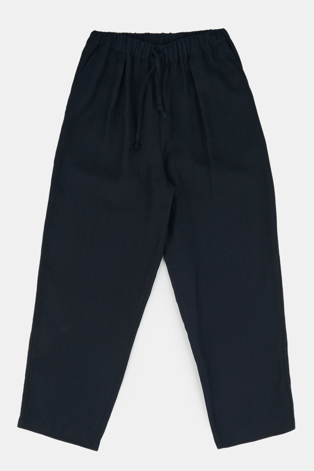 
            Flatlay product shot of women&#39;s Lorna linen elasticated waist trousers in navy