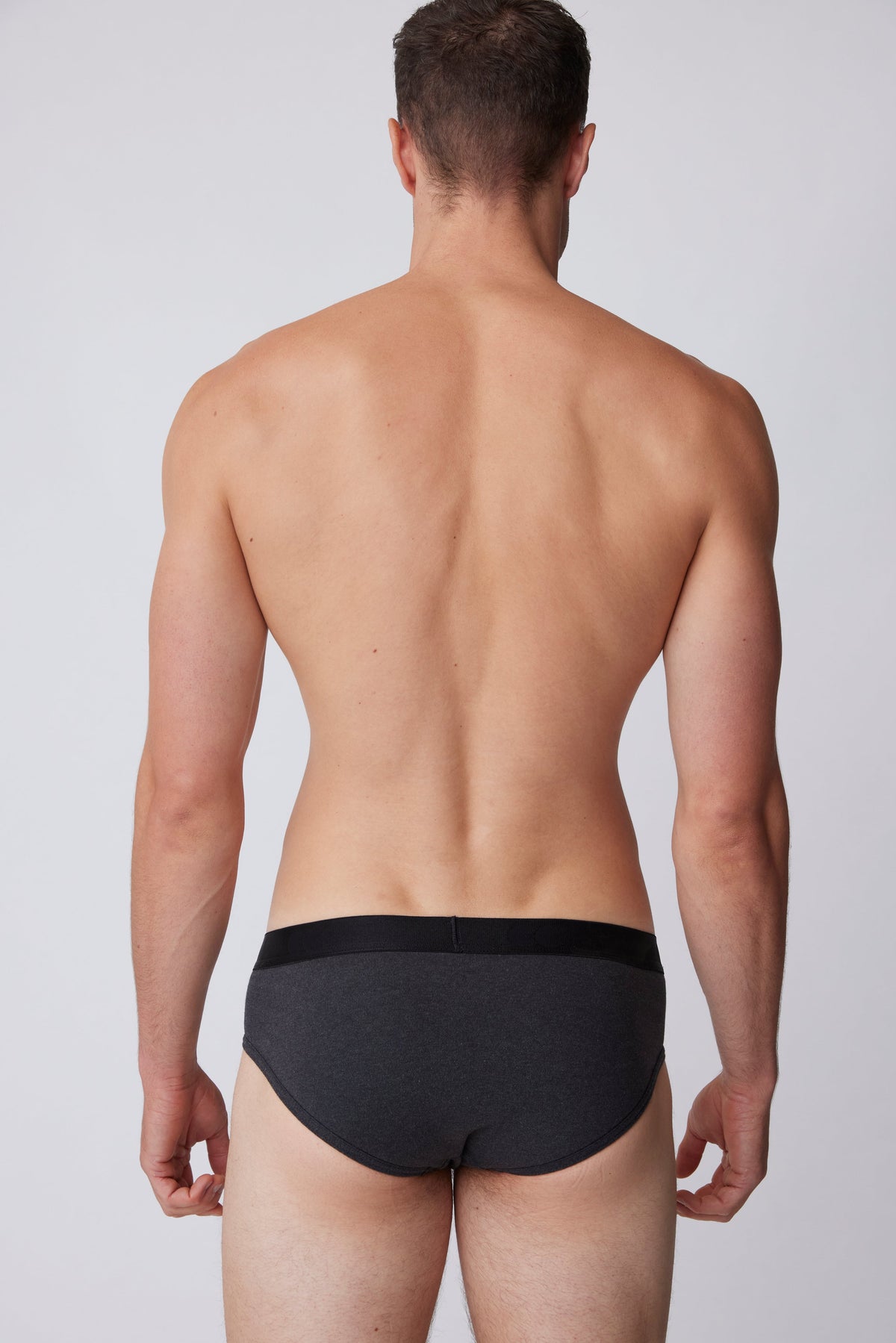 
            White male wearing charcoal marl brief back view