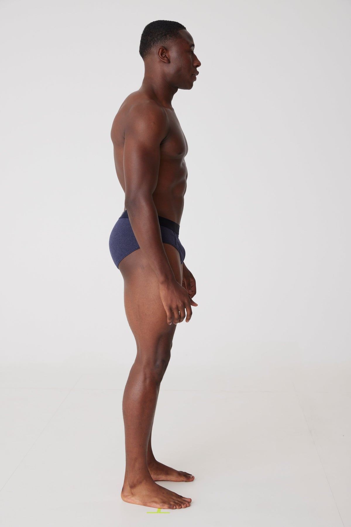 
            Black male wearing underwear brief in denim marl