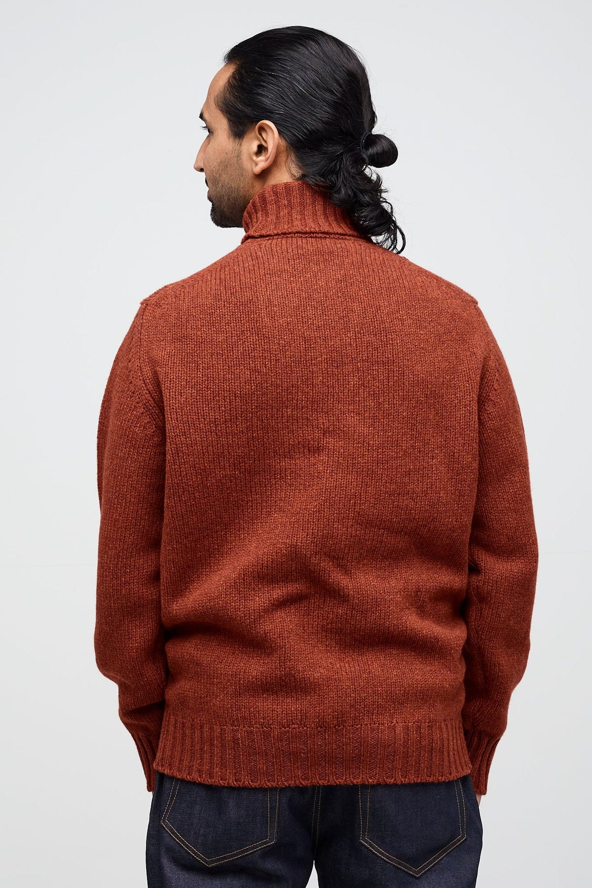 
            Men&#39;s 6ply Cable Knit Roll Neck - Burnt Cinnamon