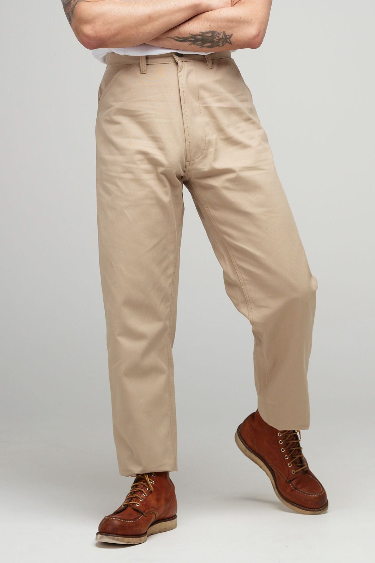 
            Male wearing Canvas Chore Trouser in putty