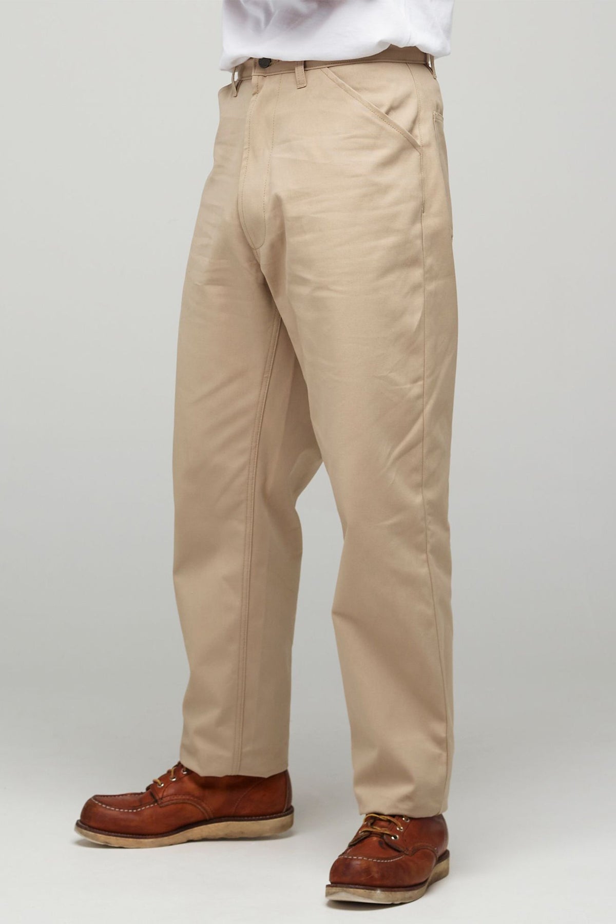 
            Male wearing canvas chore trousers