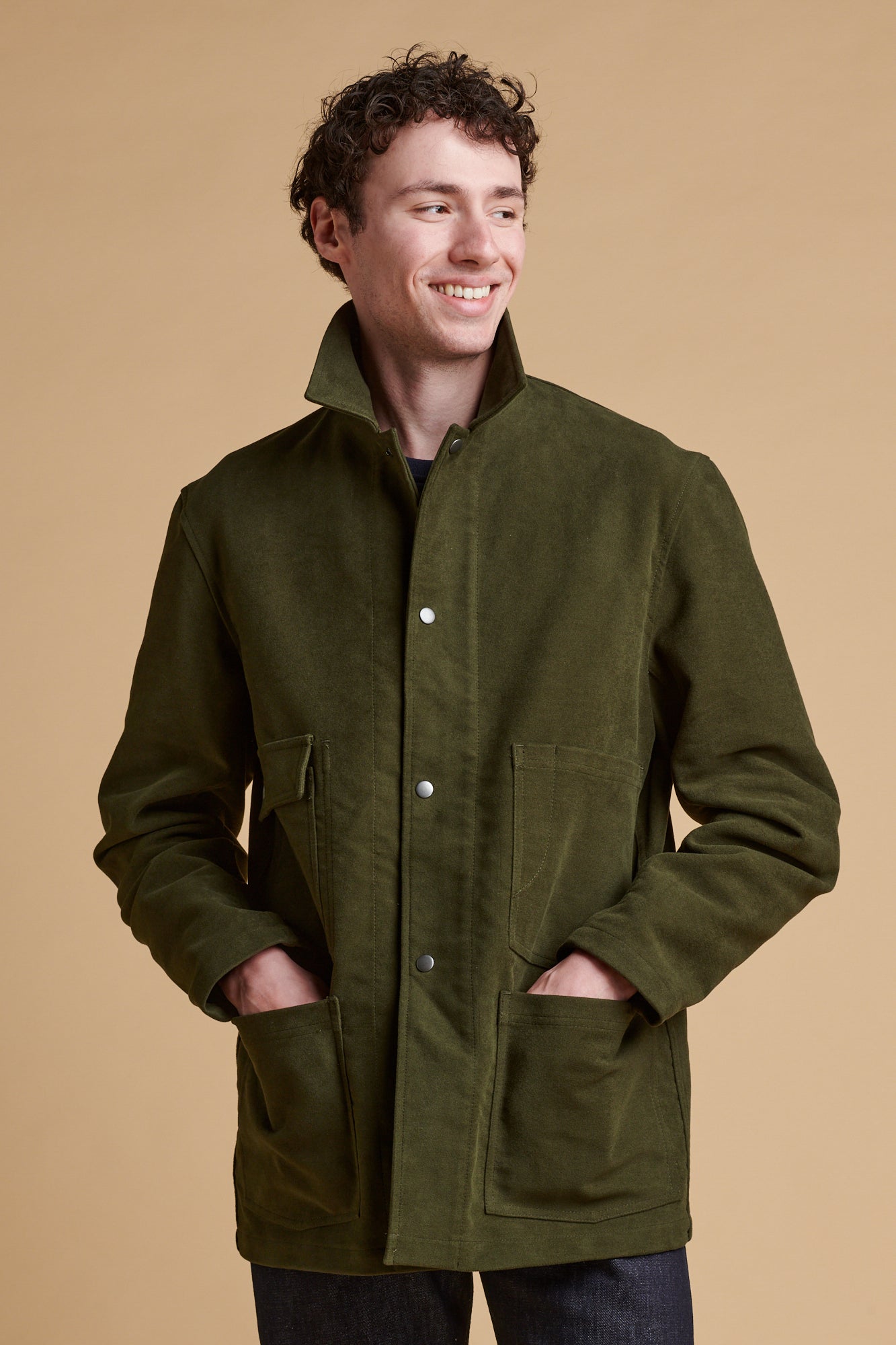 Men's Carter Moleskin Chore Jacket Dark Olive Community Clothing