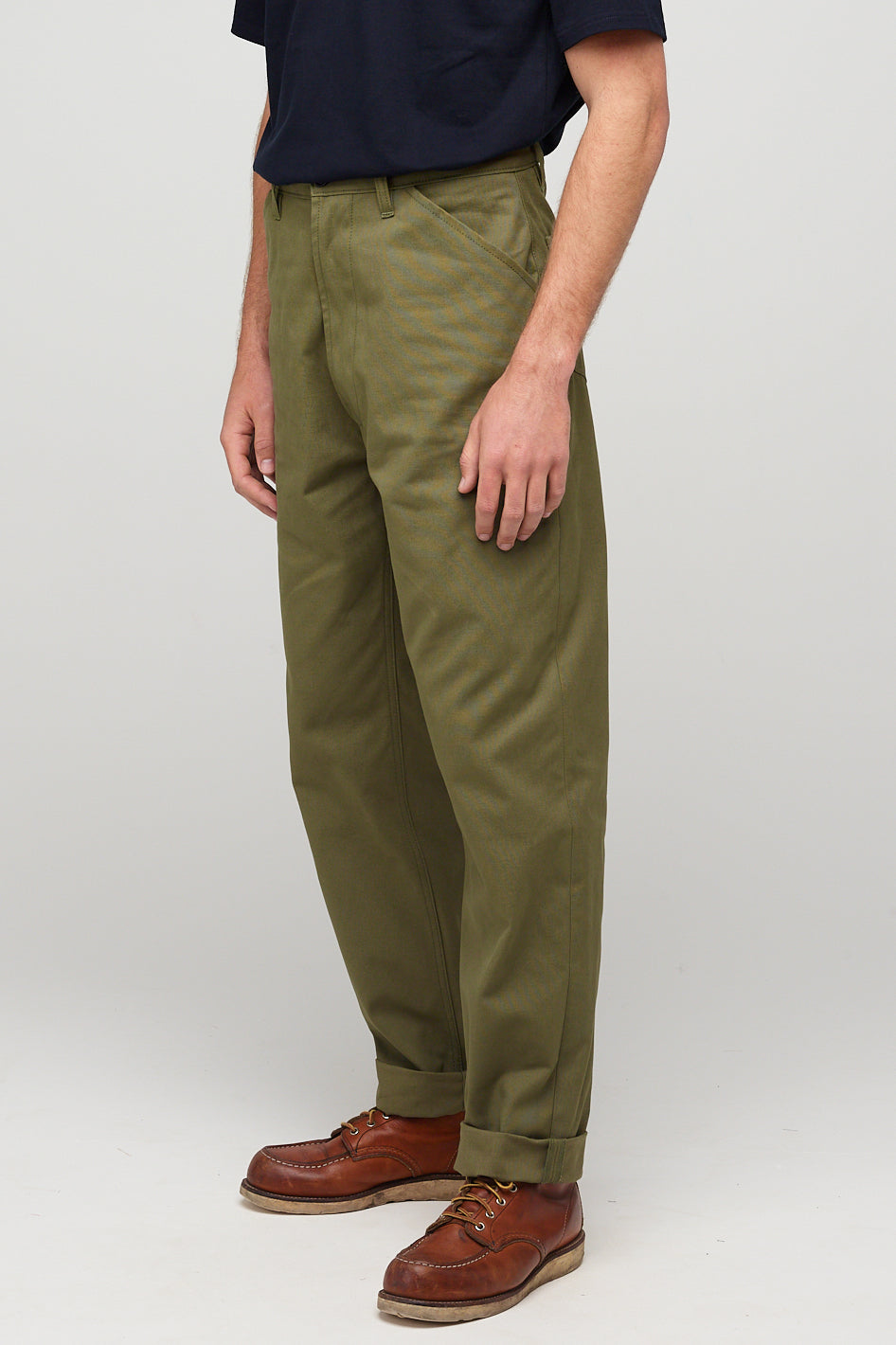 Mens Canvas Chore Trousers - Olive