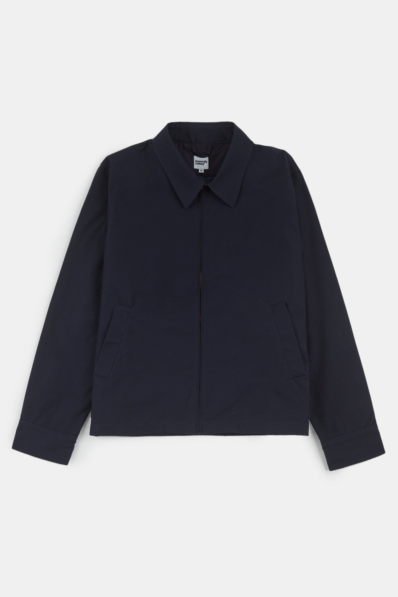 Flatlay image of men's collared harrington jacket navy
