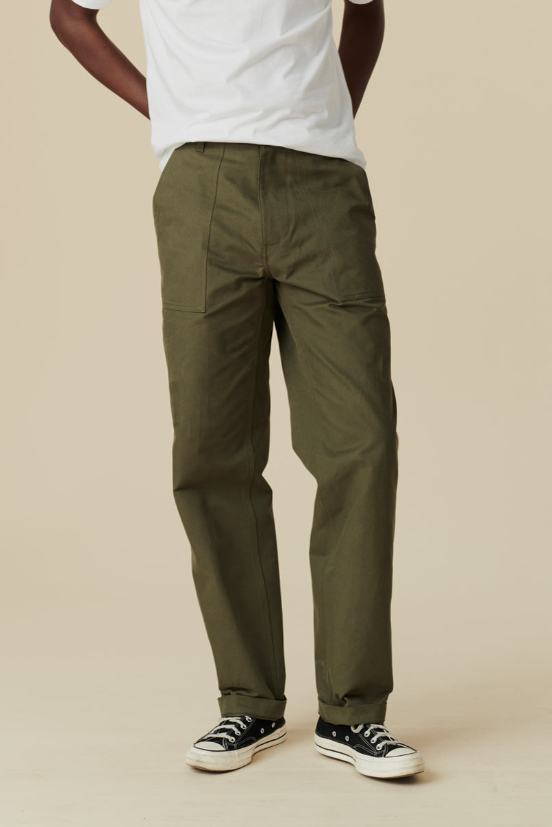 Men's Combat Heavyweight 100% Cotton Twill Trousers - Olive