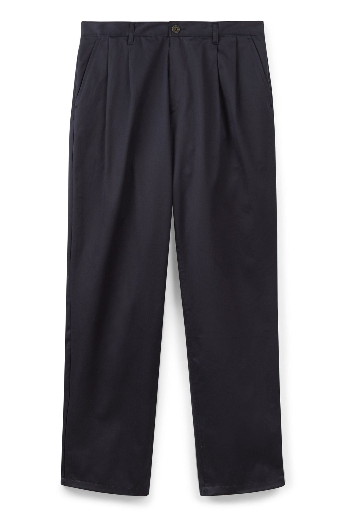 Men's Pleated Lightweight 100% Cotton Twill Chinos - Dark Navy