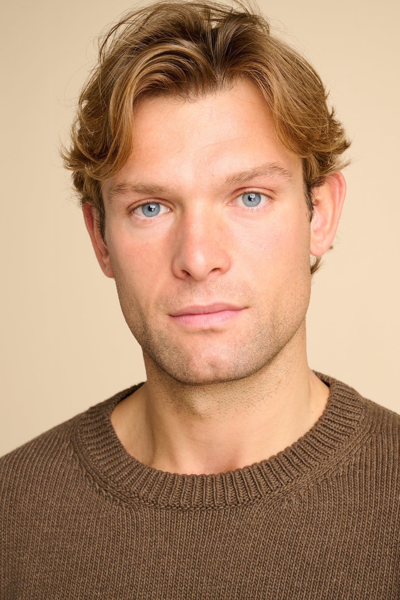 MENS COTTON CREW NECK - BROWN MARL