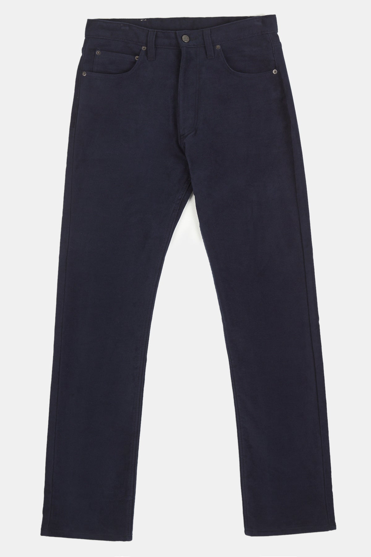 Men's Straight Cut 100% Cotton Moleskin Five Pocket Jeans - Navy