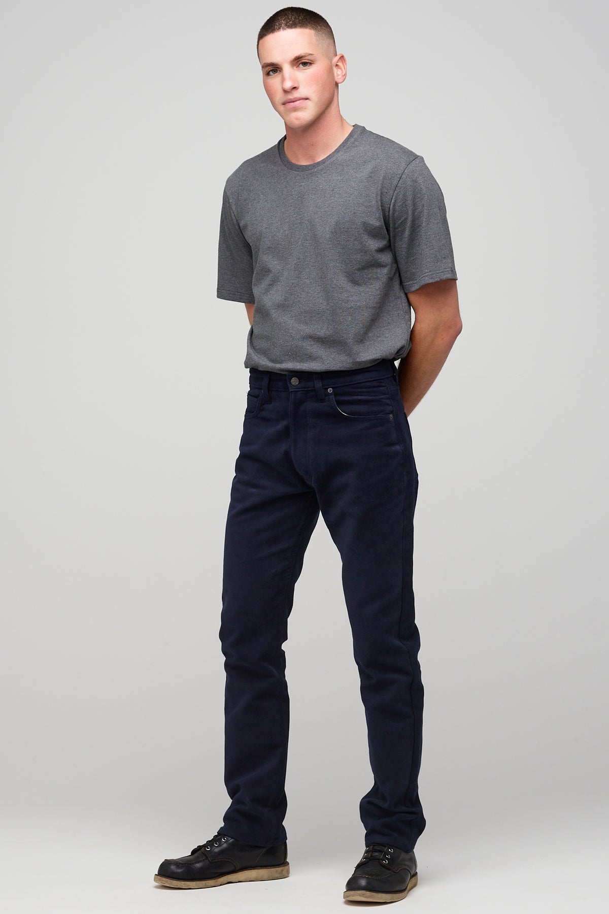 Men's Straight Cut 100% Cotton Moleskin Five Pocket Jeans - Navy