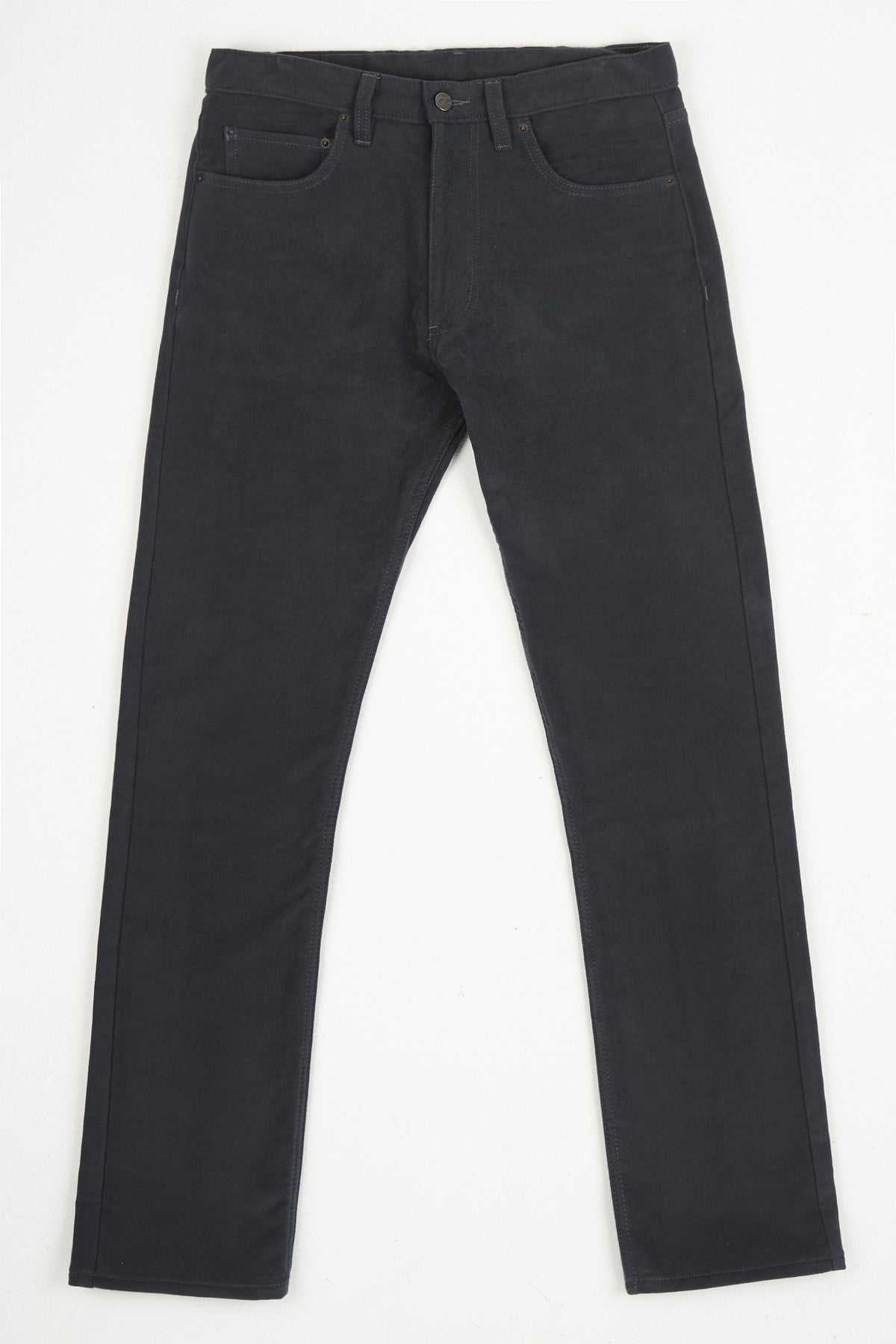 Men's Straight Cut 100% Cotton Moleskin Five Pocket Jeans - Slate Grey