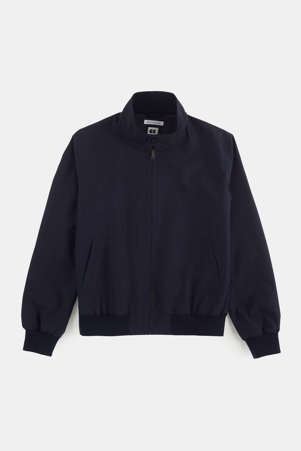Men's Harrington jacket in navy flatlay