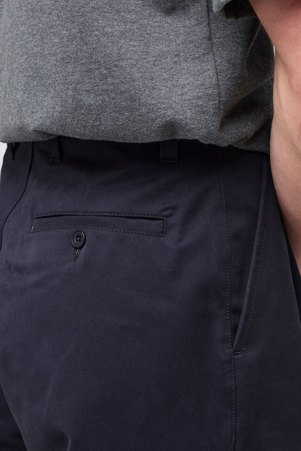 Men's Heavyweight Pleated Chino - Navy - Community Clothing