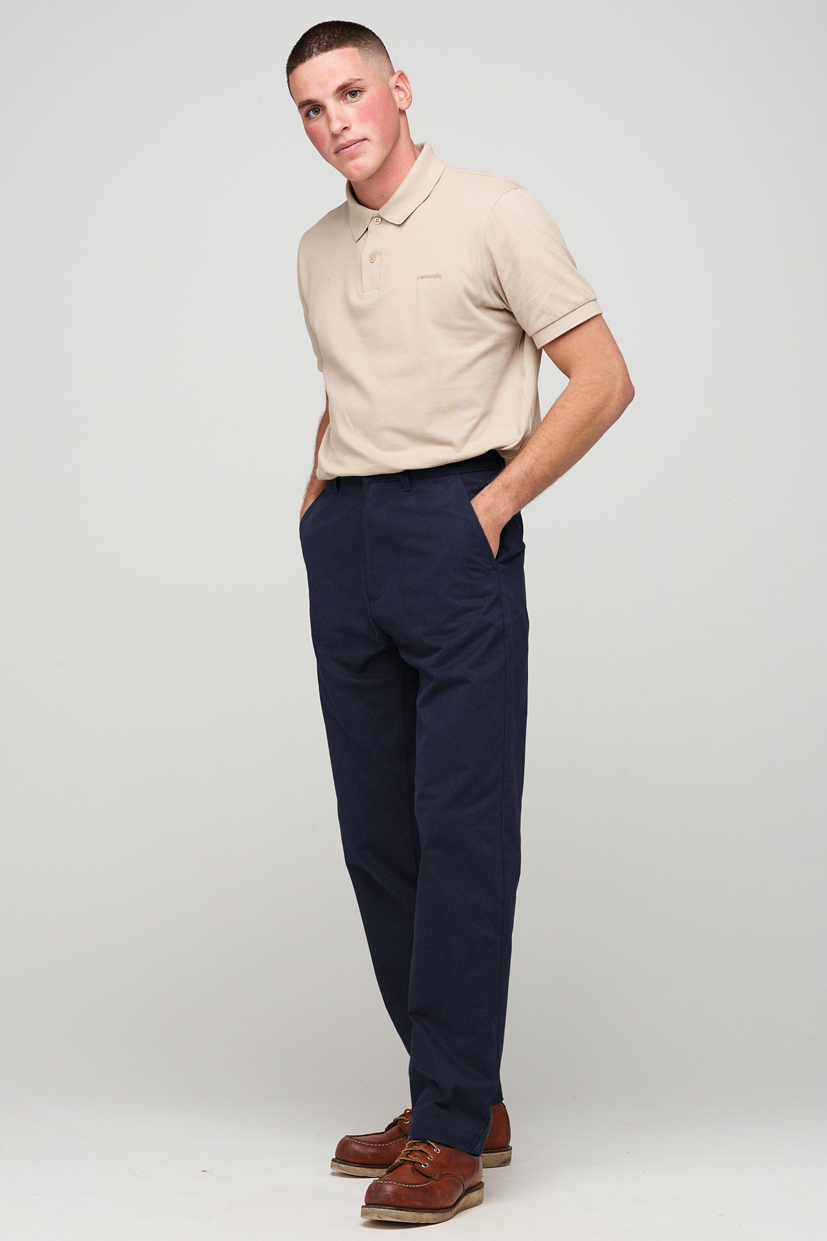 Men's Relaxed Heavyweight 100% Cotton Twill Chinos - Dark Navy