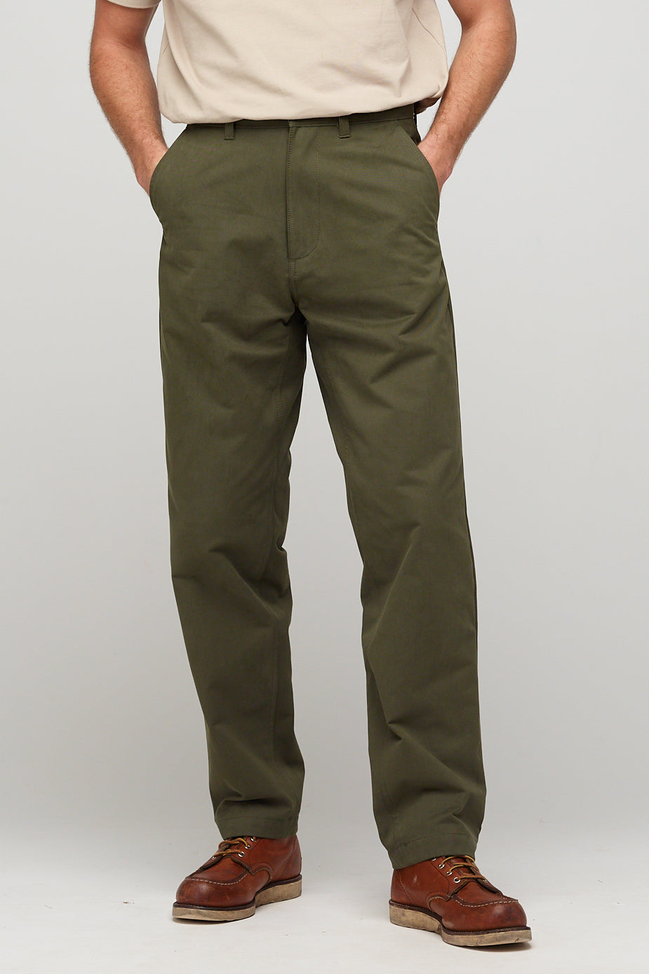 Men's Relaxed Heavyweight 100% Cotton Twill Chinos - Olive