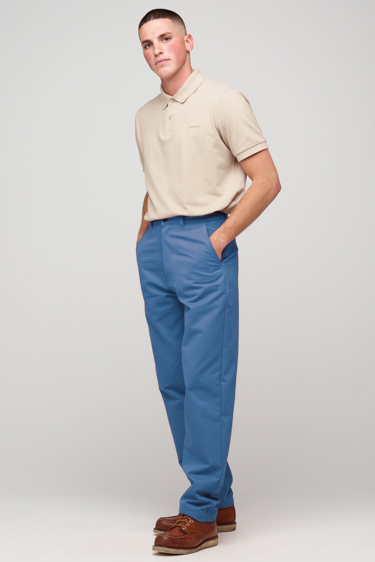 Men's Relaxed Heavyweight 100% Cotton Twill Chinos - French Blue